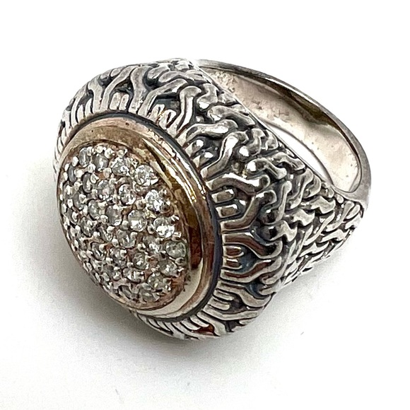 NATURAL DIAMOND & 925 STERLING SILVER UNISEX STATMENT RING JEWELRY
